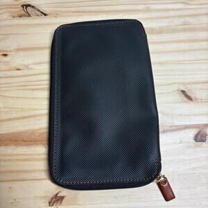 Bottega Veneta Zip Around Compartment Pouch Wallet Organizer Black Leather Italy